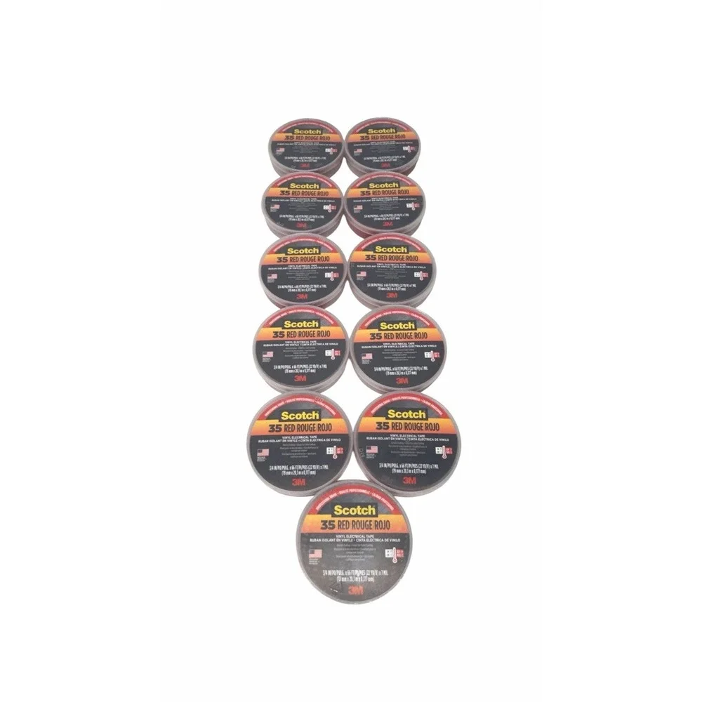 (11) ROLLS 3M 35 SCOTCH VINYL RED ELECTRICAL COLOR CODING TAPE 3/4